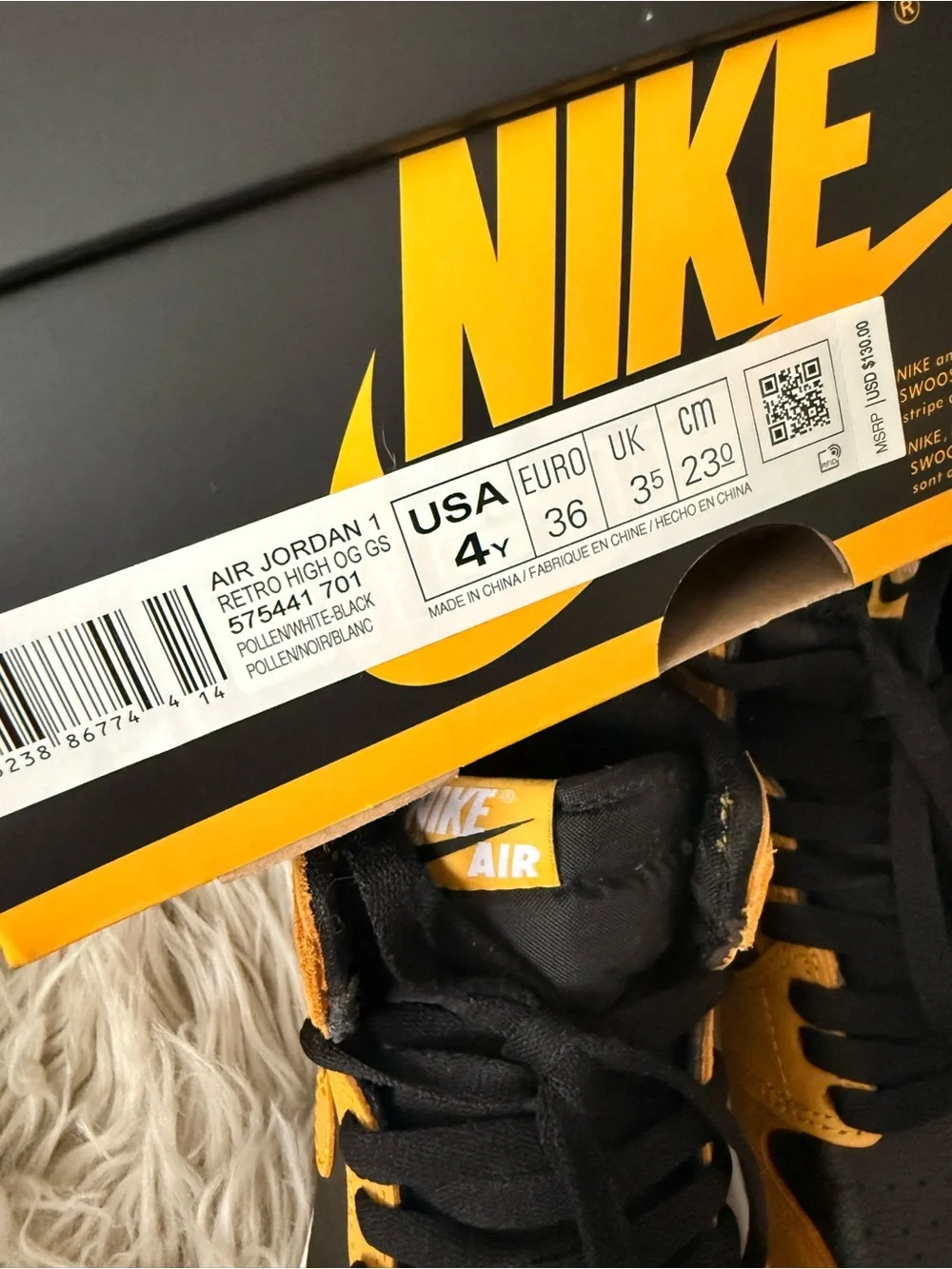 Nike Air Jordan 1 High-Top Black and Yellow Sneakers